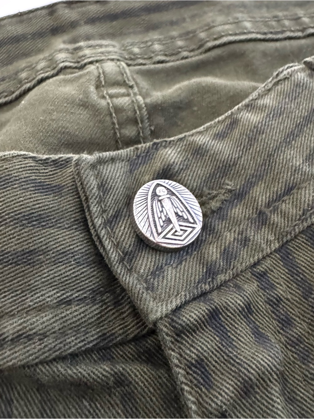 Faith Connexion Olive Green Skinny Jeans with Velvet Brocade Pattern - Size 29 - Picture 5 of 10